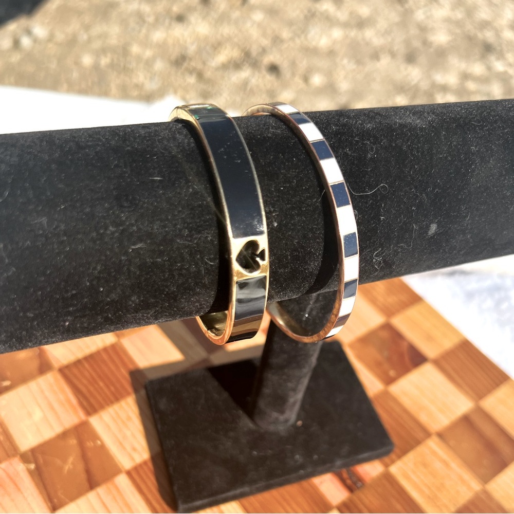 KATE SPADE Black / White Enamel Bangle Bracelets Set